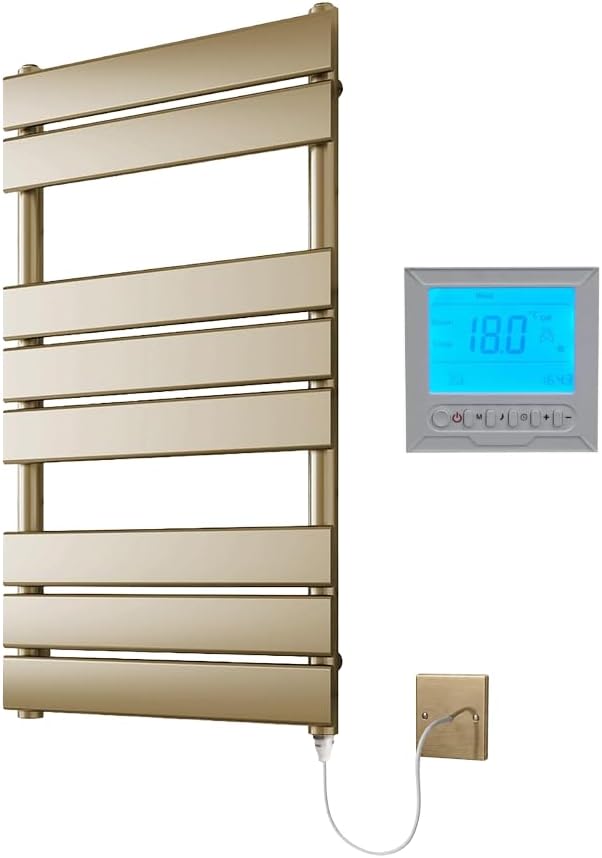 Richmond Brushed Brass Electric Heated Towel Rail 400MM