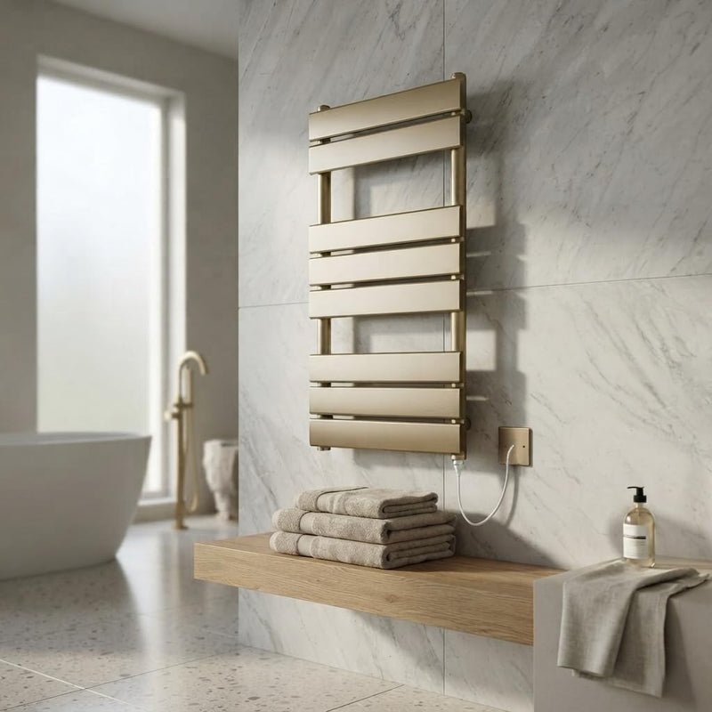 Richmond Brushed Brass Electric Heated Towel Rail 400MM