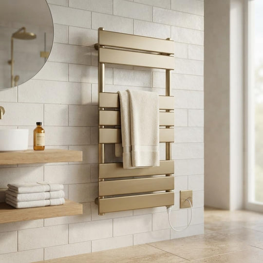 Richmond Brushed Brass Electric Heated Towel Rail 400MM