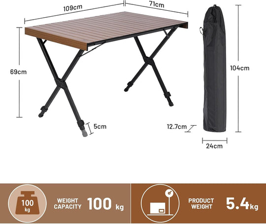 Roll Up Camping Table That Fold Height Adjustable