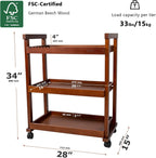 Rolling Art Cart Solid Beech Wood Utility