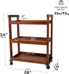 Rolling Art Cart Solid Beech Wood Utility