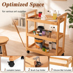 Rolling Art Cart Solid Beech Wood Utility