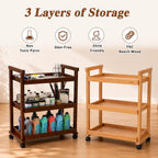 Rolling Art Cart Solid Beech Wood Utility