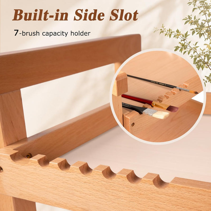Rolling Art Cart Solid Beech Wood Utility