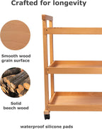 Rolling Art Cart Solid Beech Wood Utility