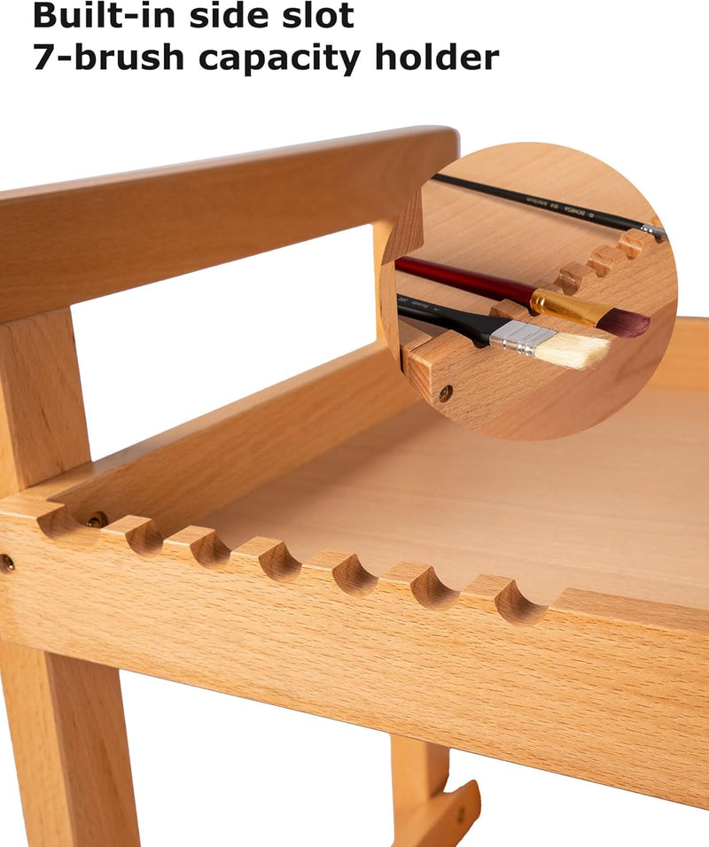 Rolling Art Cart Solid Beech Wood Utility