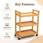 Rolling Art Cart Solid Beech Wood Utility
