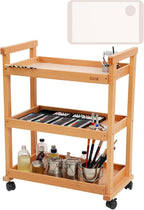 Rolling Art Cart Solid Beech Wood Utility