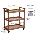 Rolling Art Supply Cart: Solid Beech Wood 3-Tier