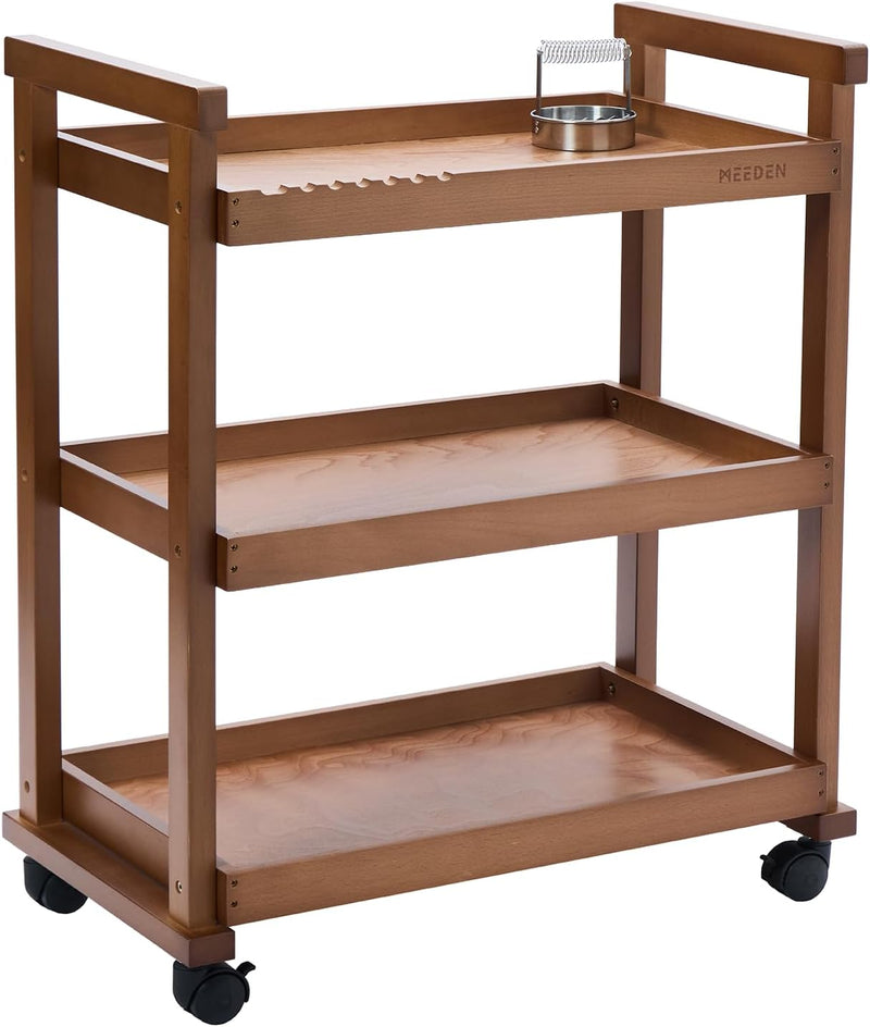 Rolling Art Supply Cart: Solid Beech Wood 3-Tier