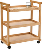 Rolling Art Supply Cart: Solid Beech Wood 3-Tier