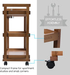 Rolling Art Supply Cart: Solid Beech Wood 3-Tier