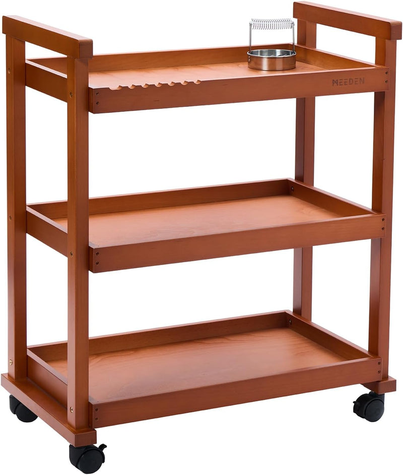 Rolling Art Supply Cart: Solid Beech Wood 3-Tier