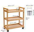 Rolling Art Supply Cart: Solid Beech Wood 3-Tier