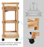 Rolling Art Supply Cart: Solid Beech Wood 3-Tier