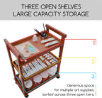 Rolling Art Supply Cart: Solid Beech Wood 3-Tier