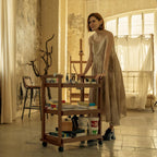Rolling Art Supply Cart: Solid Beech Wood 3-Tier