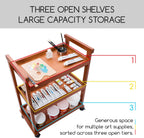 Rolling Art Supply Cart: Solid Beech Wood 3-Tier