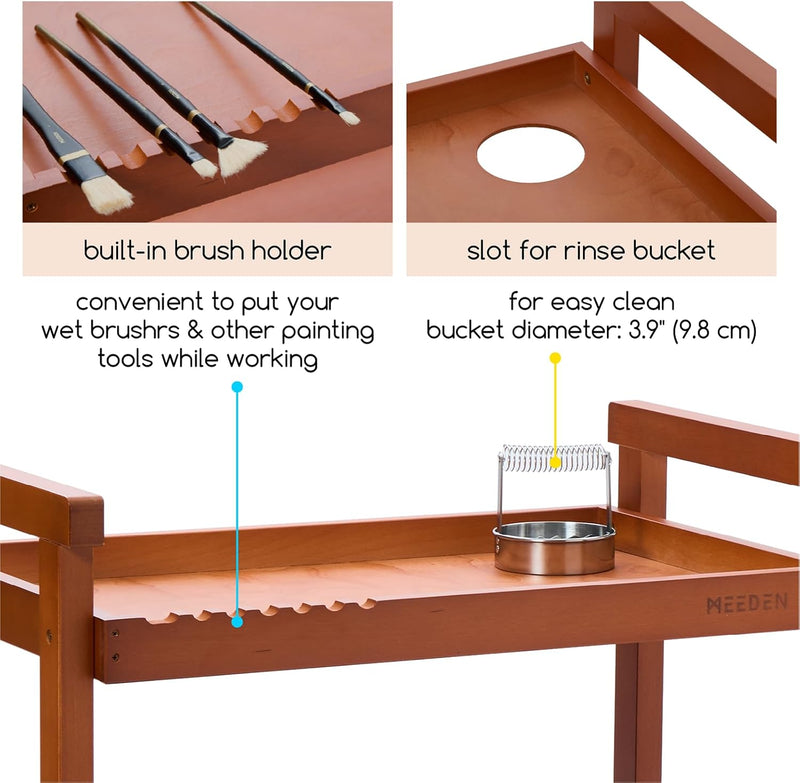 Rolling Art Supply Cart: Solid Beech Wood 3-Tier