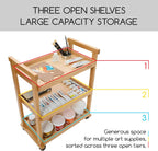 Rolling Art Supply Cart: Solid Beech Wood 3-Tier