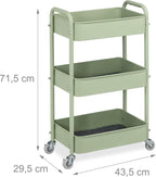Rolling Cart 3 Tiers Serving Trolley Utilities