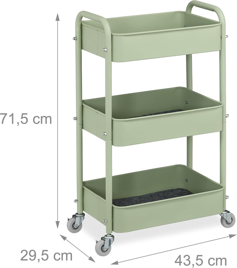 Rolling Cart 3 Tiers Serving Trolley Utilities