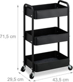 Rolling Cart 3 Tiers Serving Trolley Utilities