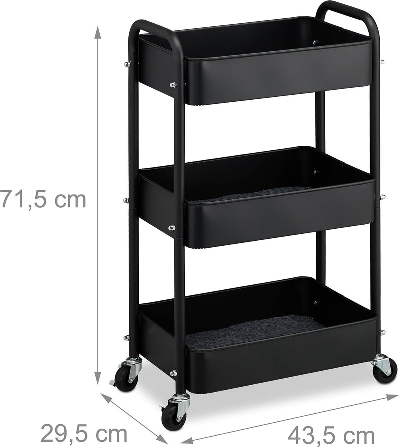 Rolling Cart 3 Tiers Serving Trolley Utilities