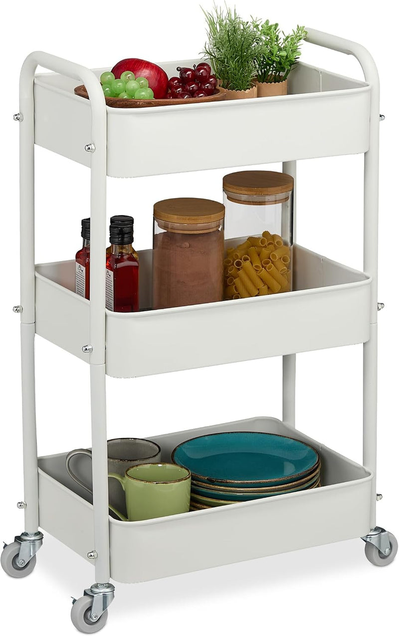 Rolling Cart 3 Tiers Serving Trolley Utilities