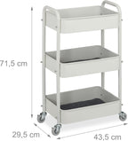 Rolling Cart 3 Tiers Serving Trolley Utilities