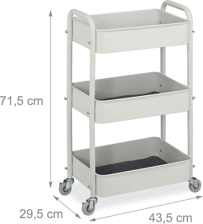 Rolling Cart 3 Tiers Serving Trolley Utilities