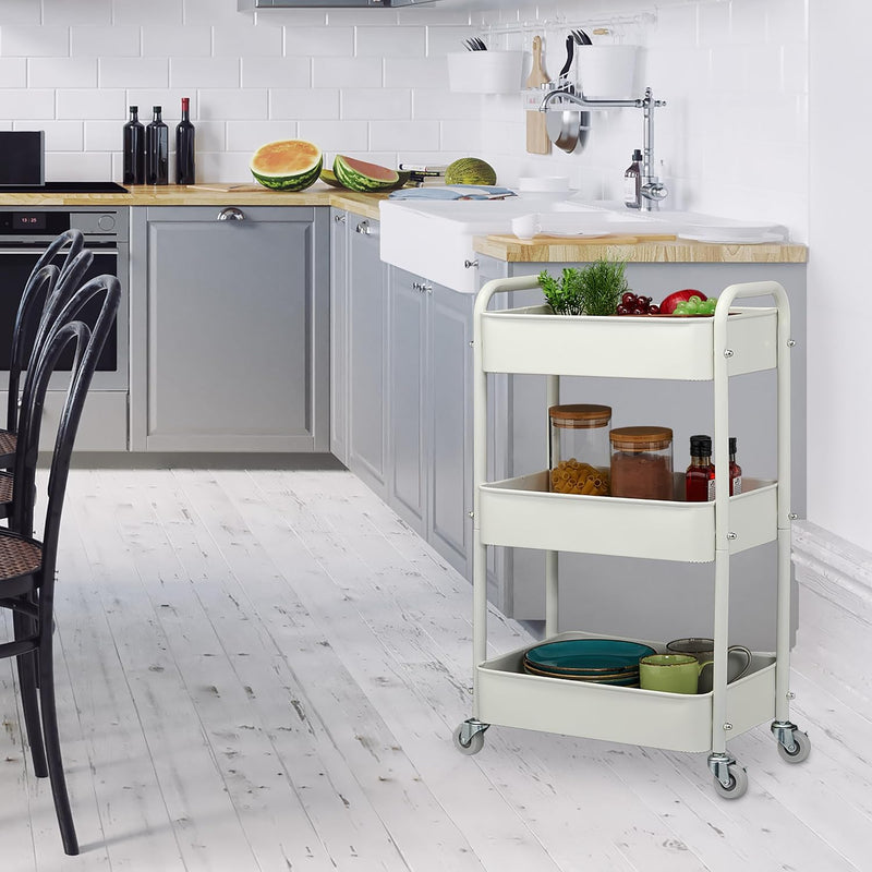 Rolling Cart 3 Tiers Serving Trolley Utilities