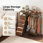 Rolling Coat Rack with 5 Drawers Mobile Closet