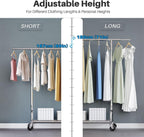 Rolling Coat Rack with 5 Drawers Mobile Closet
