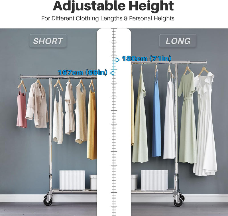 Rolling Coat Rack with 5 Drawers Mobile Closet