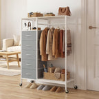 Rolling Coat Rack with 5 Drawers Mobile Closet