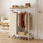 Rolling Coat Rack with 5 Drawers Mobile Closet