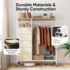 Rolling Coat Rack with 5 Drawers Mobile Closet
