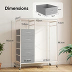 Rolling Coat Rack with 5 Drawers Mobile Closet