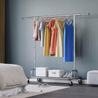 Rolling Coat Rack with 5 Drawers Mobile Closet