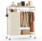 Rolling Coat Rack with 5 Drawers Mobile Closet