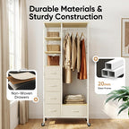 Rolling Coat Rack with 5 Drawers Mobile Closet
