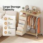 Rolling Coat Rack with 5 Drawers Mobile Closet