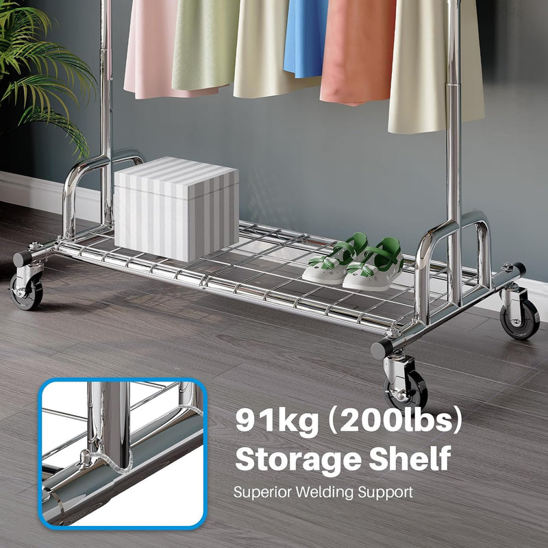 Rolling Coat Rack with 5 Drawers Mobile Closet