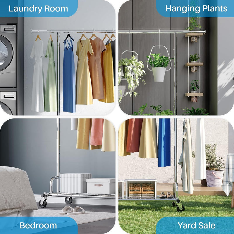 Rolling Coat Rack with 5 Drawers Mobile Closet