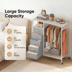Rolling Coat Rack with 5 Drawers Mobile Closet