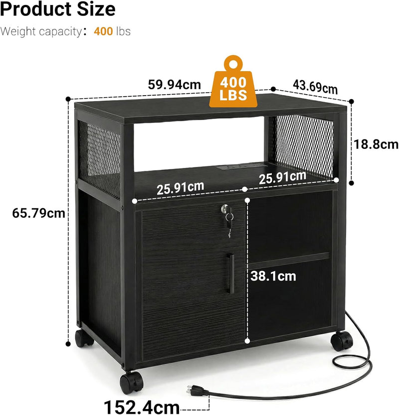 Rolling File Cabinet Lateral Filing on Wheels Mobile