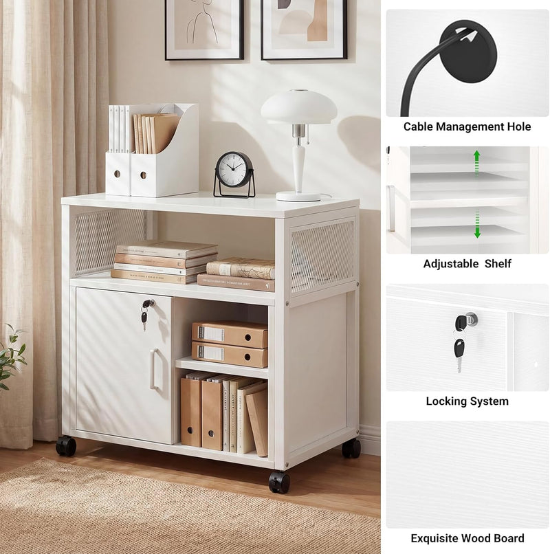 Rolling File Cabinet Lateral Filing on Wheels Mobile