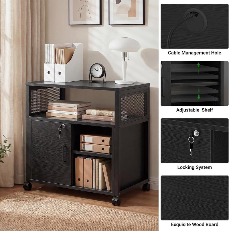 Rolling File Cabinet Lateral Filing on Wheels Mobile